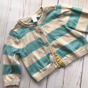 Cherokee teal & tan cardigan sweater 6M